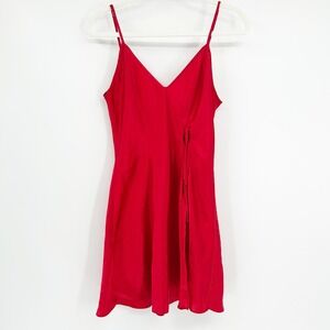 Fredericks of Hollywood Womens Vintage Y2K Side Tie‎ Red Satin Slip Dress Size M